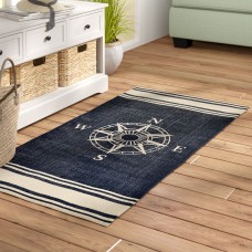 Beachcrest Home Granville Hand-Woven Navy Area Rug BCMH3189